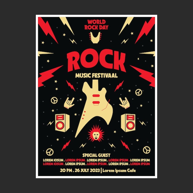 Vecteur modèle de flyer affiche festival de musique rock
