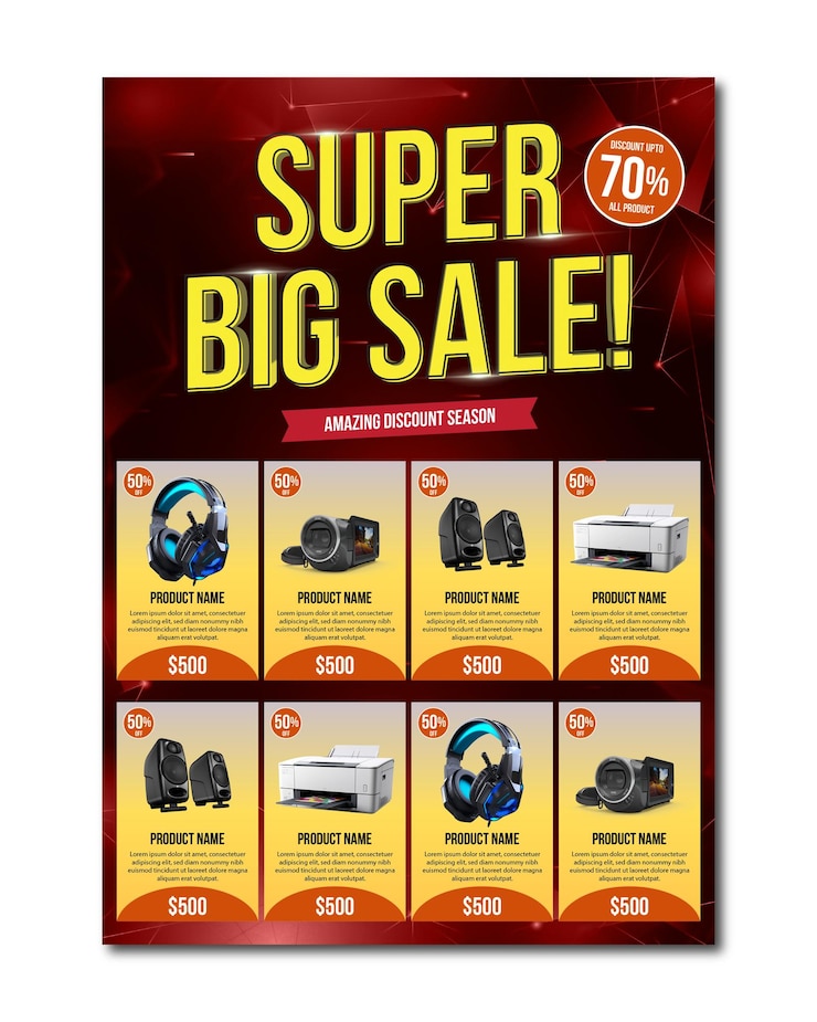 Vecteur modèle de flyer d'affiche de grande vente