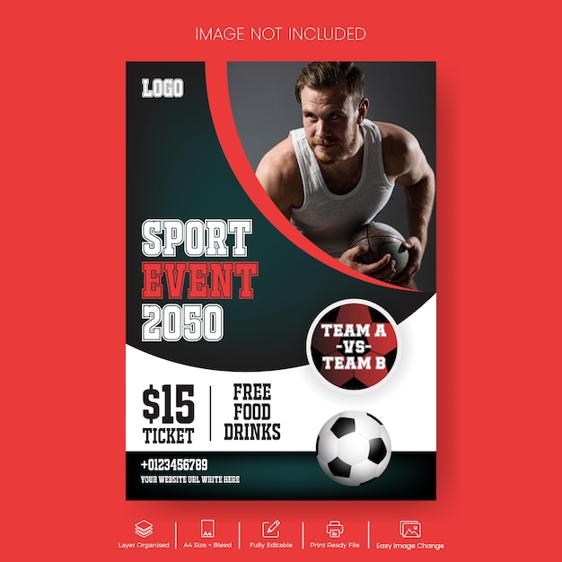 Modèle de flyer ou d'affiche imprimé pour un événement sportif et conception de flyer d'entraînement physique