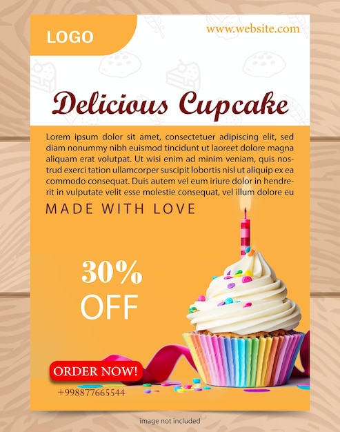 Vecteur modèle de flyer d'affiche de magasin de gâteaux conception simple pour le marketing numérique