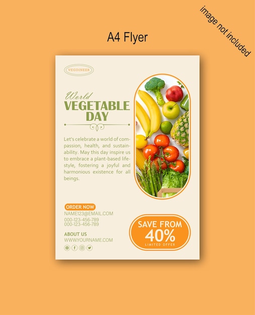 modèle de flyer et d'affiche pour la journée mondiale végétarienne et la journée mondiale de l'alimentation conception créative de flyer