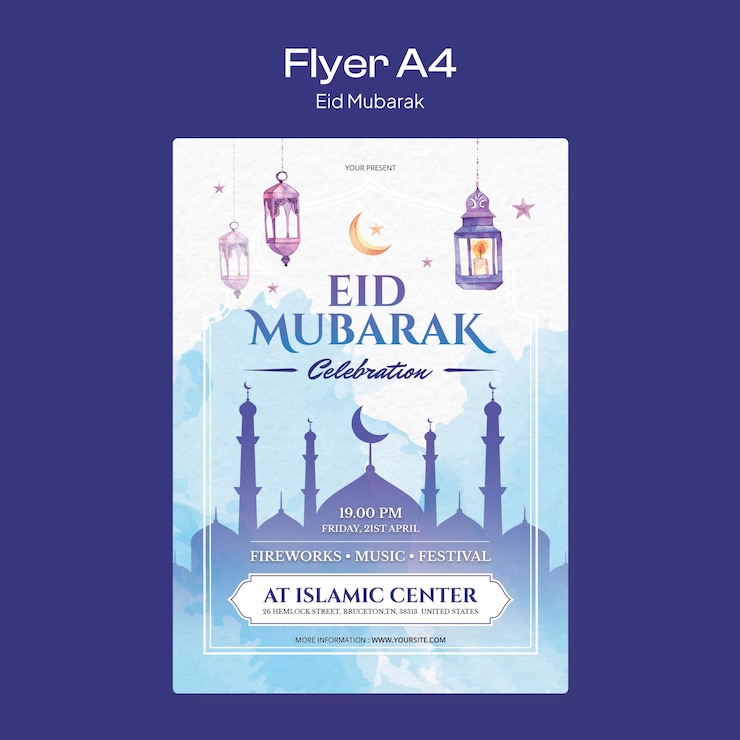 Vecteur le modèle de flyer de l'aïd moubarak