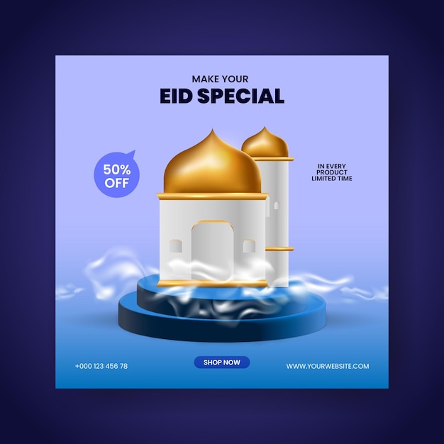 Vecteur modèle de flyer de bannière de publication de médias sociaux de vente eid