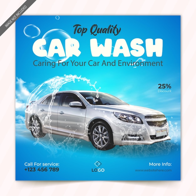 Modèle De Flyer De Bannière De Publication De Service De Lavage De Voiture Et De Médias Sociaux