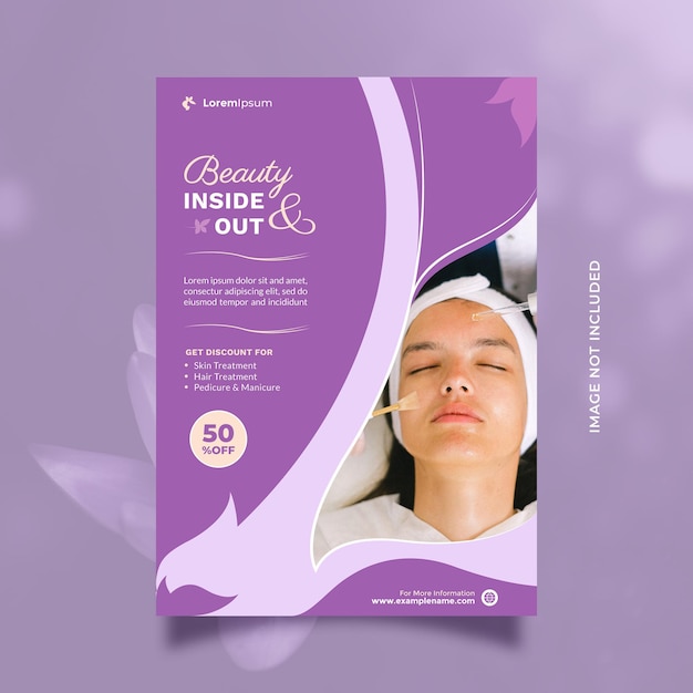 Modèle De Flyer Et Brochure De Concept De Service De Soins De Beauté Créatif Avec Format A4 Et Couleur Violette
