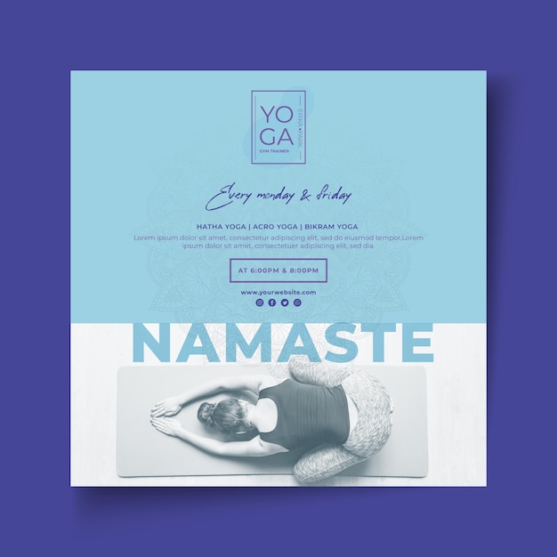 Modèle de Flyer carré de cours de yoga