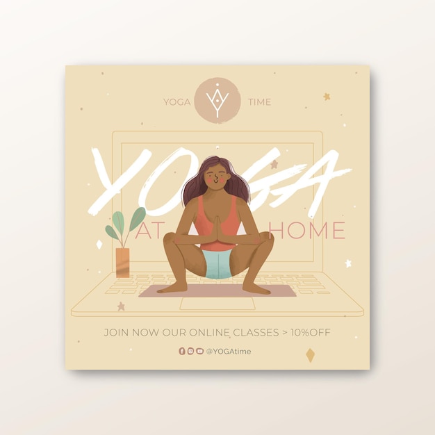 Modèle de flyer carré pratique de yoga