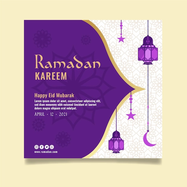 Vecteur modèle de flyer carré ramadan