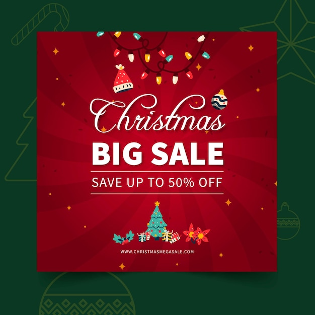 Modèle de flyer carré de vente joyeux noël
