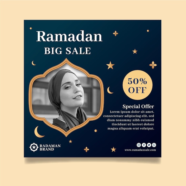 Vecteur modèle de flyer carré de vente ramadan