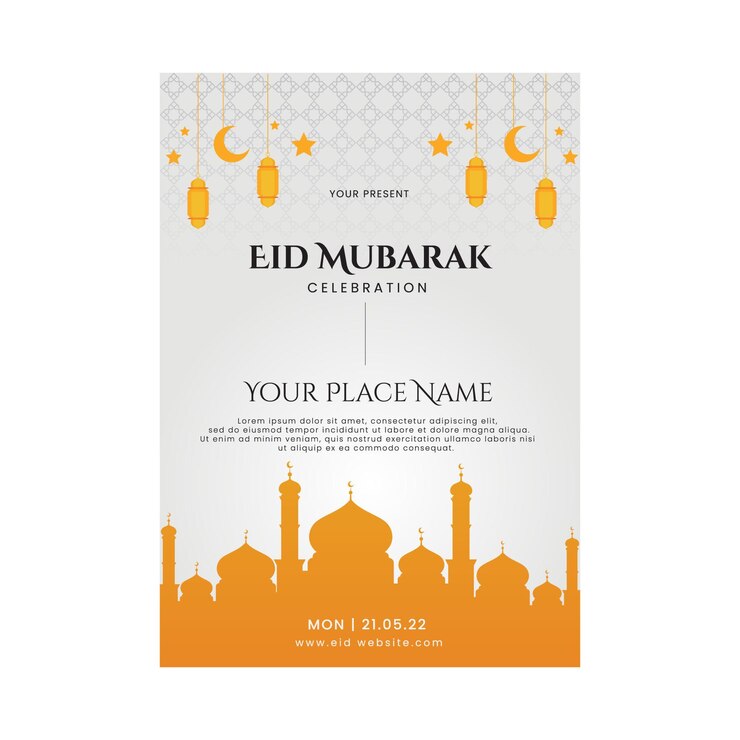 Vecteur modèle de flyer de célébration de l'aïd moubarak