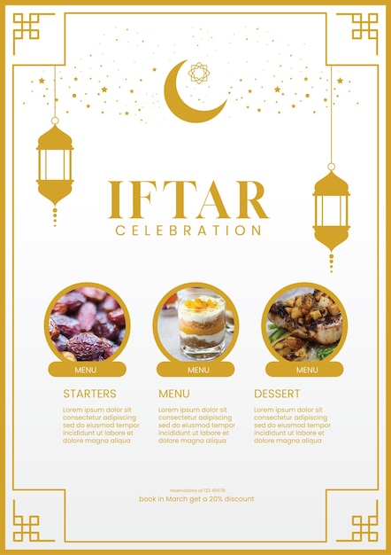 Vecteur modèle de flyer de célébration de l'iftar