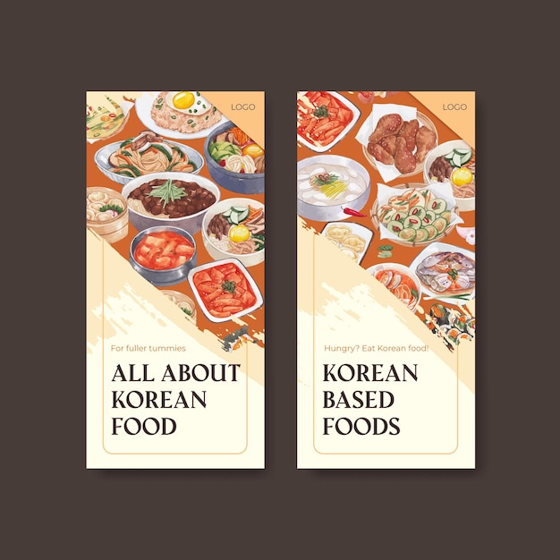Modèle De Flyer Avec Concept D'aliments Coréens, Style Aquarelle