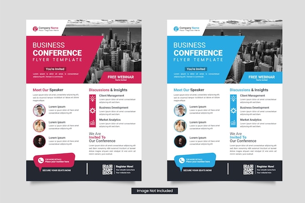 Vecteur modèle de flyer de conférence d'affaires horizontale moderne et conception de bannière d'événement de webinaire en direct
