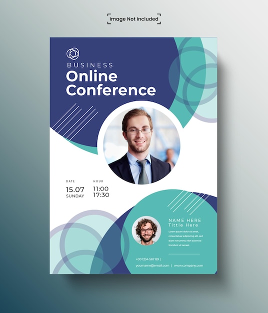 Modèle de flyer de conférence d'affaires en ligne vectorielle