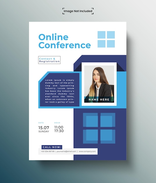 Modèle de flyer de conférence d'affaires en ligne vectorielle
