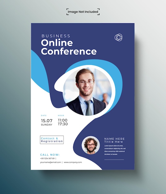 Modèle de flyer de conférence d'affaires en ligne vectorielle