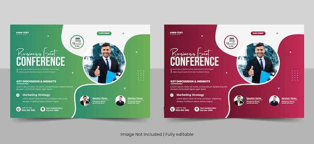 Modèle de flyer de conférence d'entreprise horizontale. Conception de bannière d'affiche d'événement d'entreprise