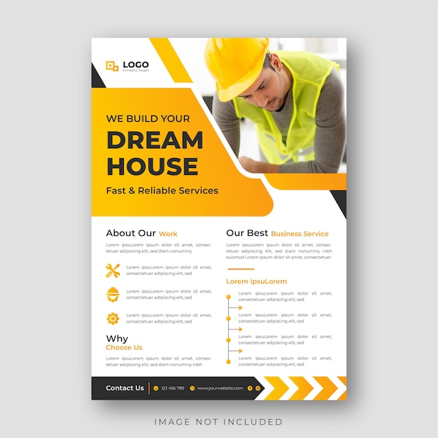 Modèle de Flyer de construction, entreprise immobilière