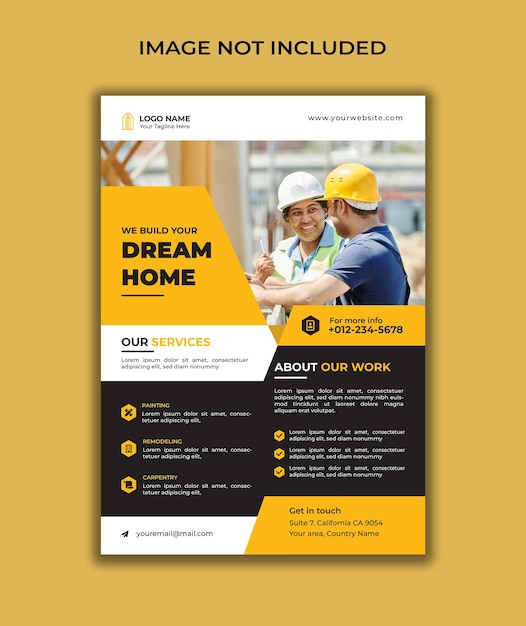 Modèle de flyer de construction professionnelle moderne