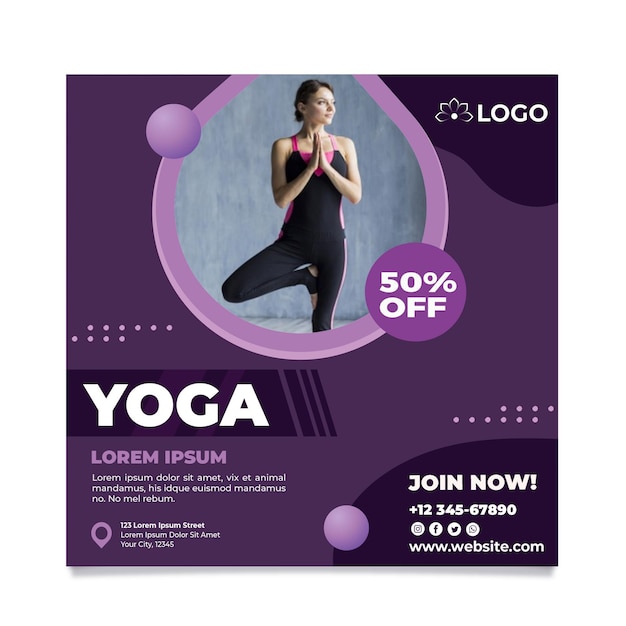 Vecteur modèle de flyer de cours de yoga