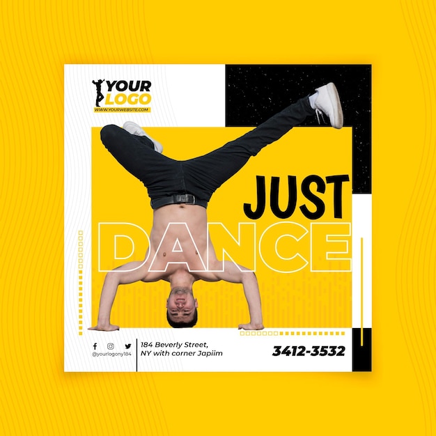 Modèle de flyer de danse au carré