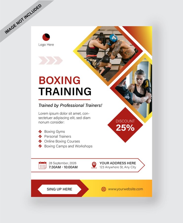 Vecteur modèle de flyer d'entraînement de boxe moderne