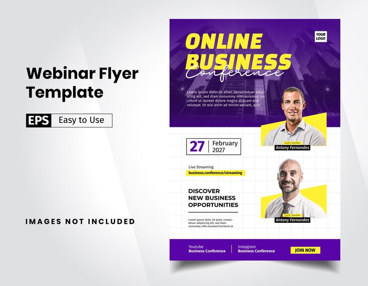 Vecteur modèle de flyer d'entreprise de conférence webinaire