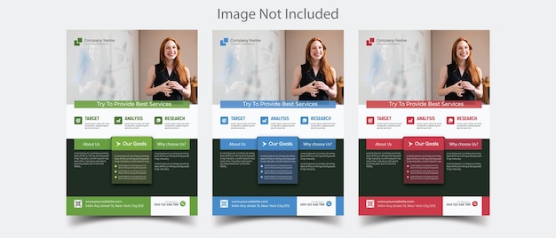 Modèle De Flyer D'entreprise Et D'entreprise Avec 3 Couleurs.