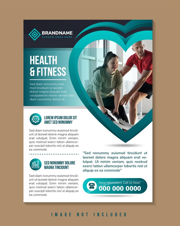 Vecteur modèle de flyer d'entreprise de gym santé et fitness élément de couleur bleu dégradé de sports professionnels