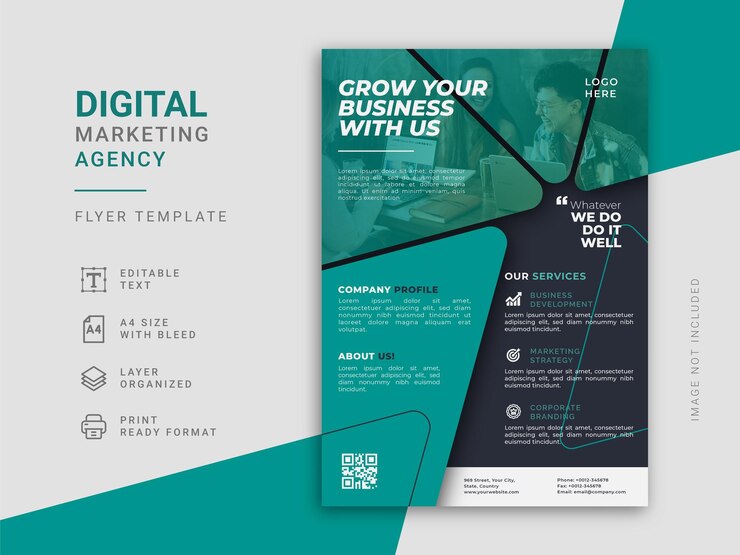 Vecteur modèle de flyer d'entreprise moderne pour agence de marketing