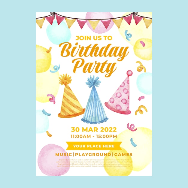 Modèle De Flyer De Fête D'anniversaire Aquarelle