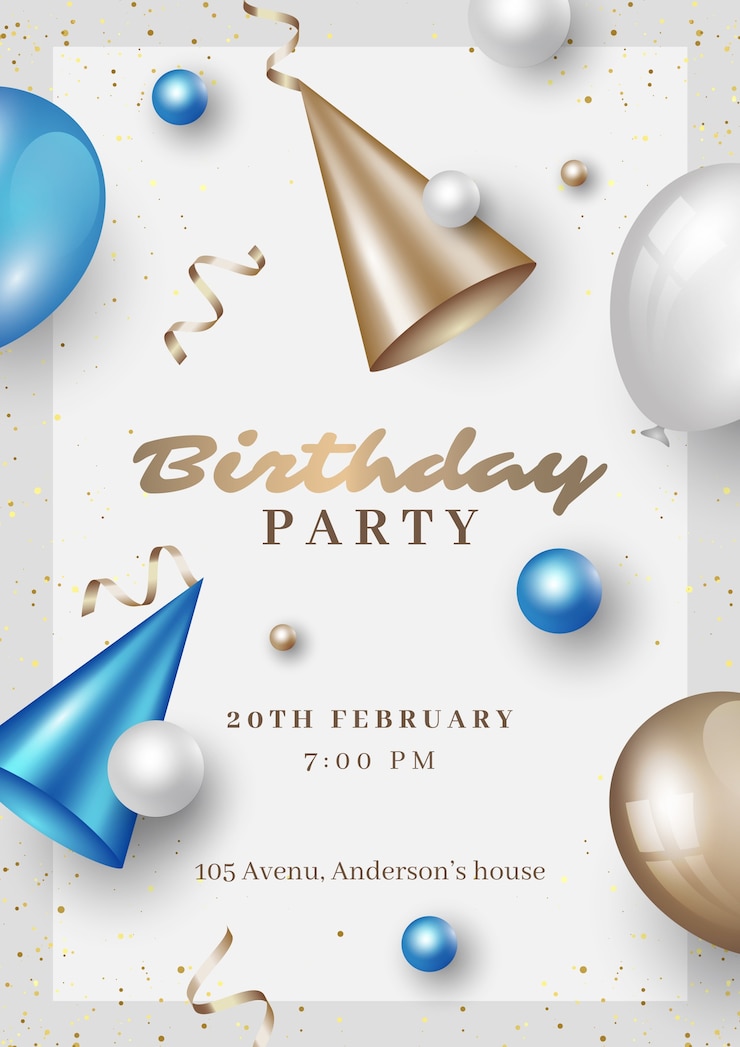 Vecteur modèle de flyer de fête d'anniversaire réaliste