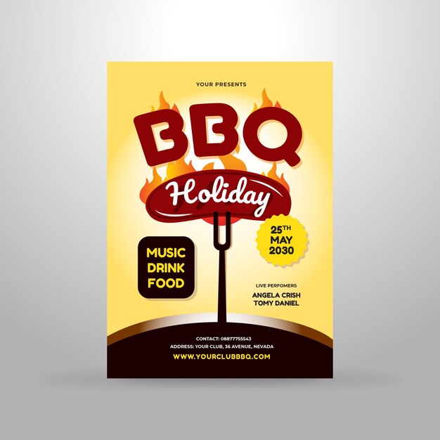 Modèle De Flyer De Fête Barbecue Affiche De Fête Barbecue Avec Exemple De Texte Invitation De Style Moderne Vecteur Malade