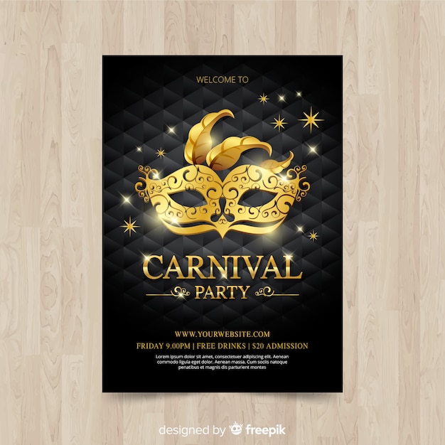 Vecteur modèle de flyer fête carnaval