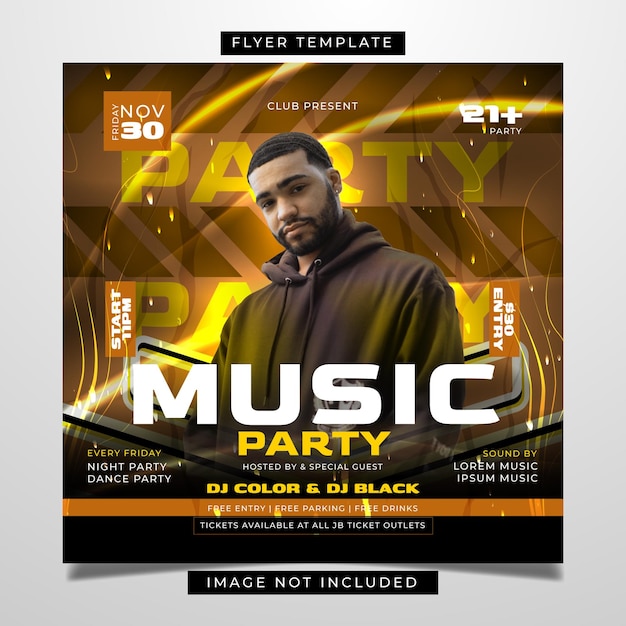 Modèle de flyer de fête de club de musique de nuit