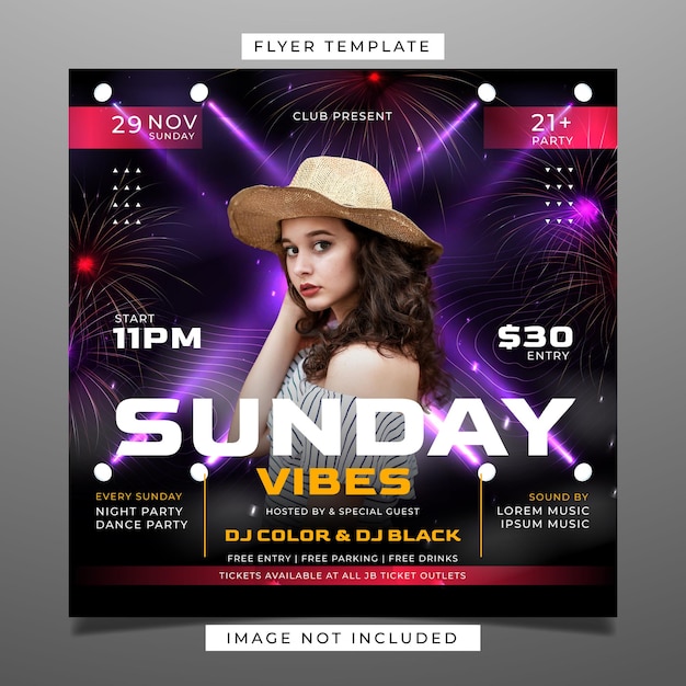 Modèle de flyer de fête du club du dimanche
