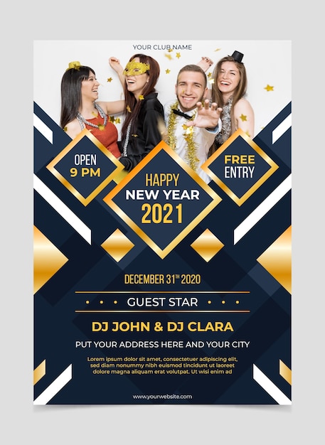 Modèle De Flyer De Fête Du Nouvel An 2021 Avec Photo