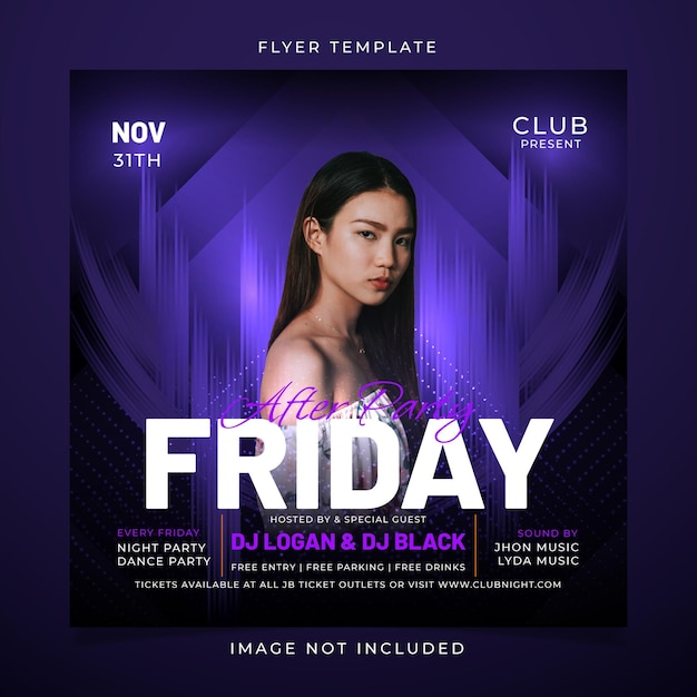 Modèle de flyer de fête du vendredi