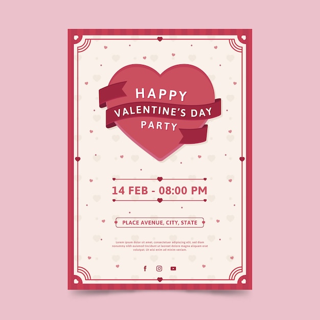 Modèle De Flyer Fête Valentin Au Design Plat