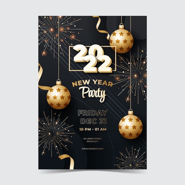 Modèle de flyer de fête verticale dégradé nouvel an