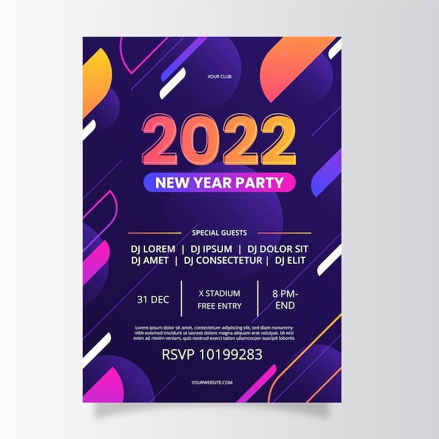 Modèle de flyer de fête verticale dégradé nouvel an