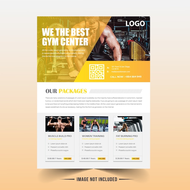 Modèle De Flyer De Fitness / Gym Jaune