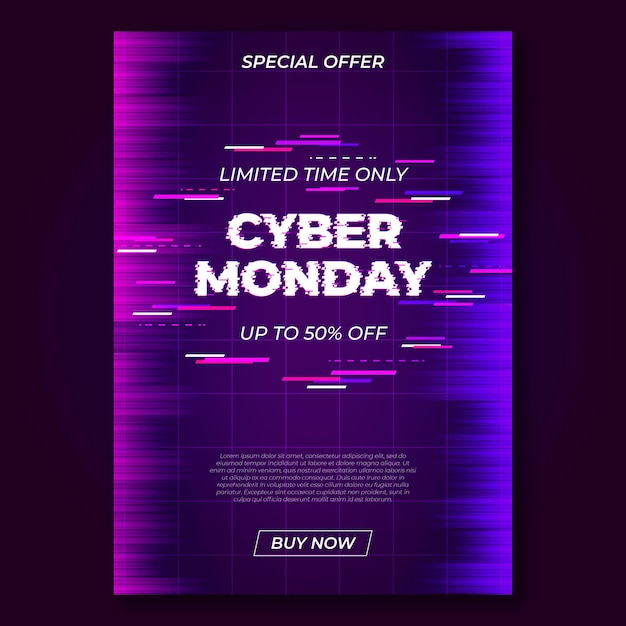 Vecteur modèle de flyer glitch cyber lundi