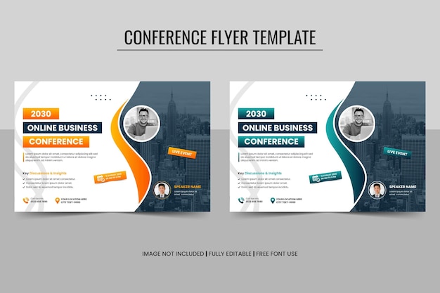 Modèle de flyer horizontal de conférence ou de webinaire Creative Business et conception de bannière d'invitation