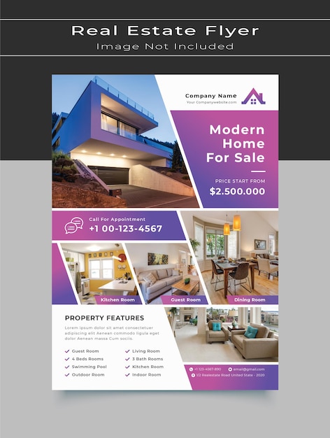 Modèle De Flyer Immobilier Maison Moderne à Vendre