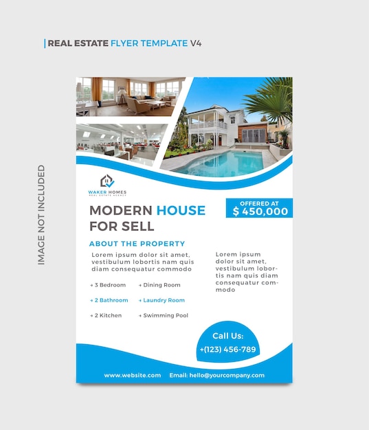 Vecteur modèle de flyer immobilier v4