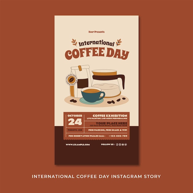 Modèle de flyer de la journée internationale du café