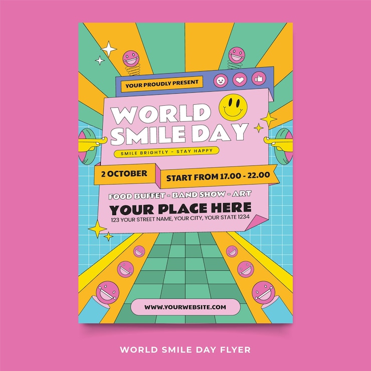 Vecteur modèle de flyer de la journée mondiale du sourire