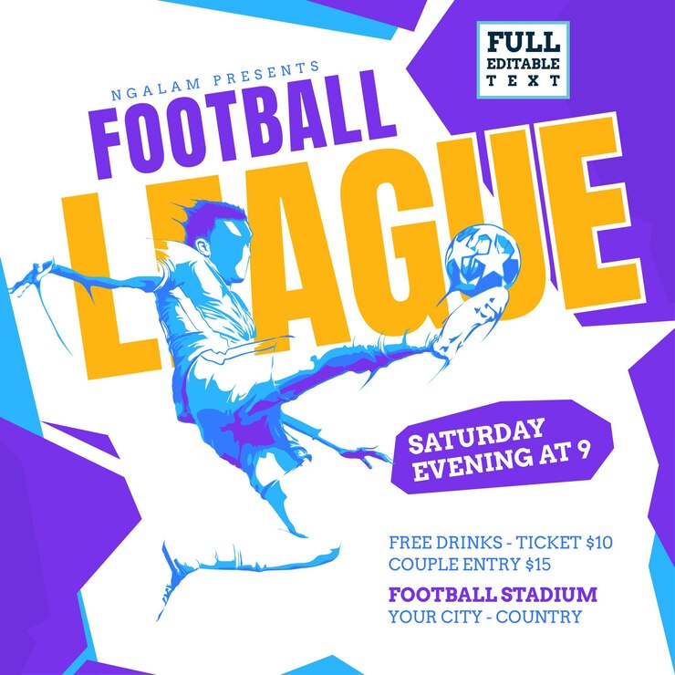Vecteur modèle de flyer de ligue de football